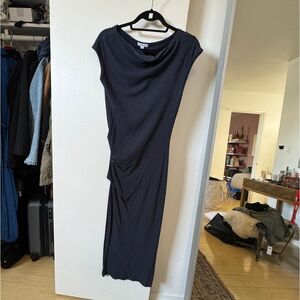 James Perse Navy Midi Dress with side ruching